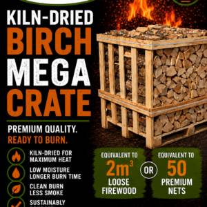 Kiln Dried Birch Firewood XL Mega Crate