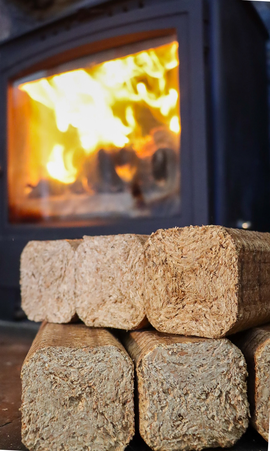 Roastie Toasties stacked in front of fireplace